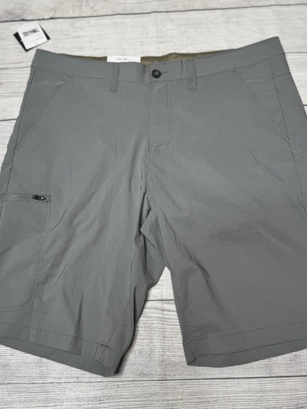 Eddie Bauer Zipper Cargo Shorts Mens 34 Granite Gray Stretch 10" Hiking Size 38
